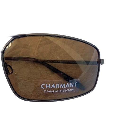Charmant Polarized Brown Tinted Lenses Double Bridge Titanium Frame Sunglasses - Picture 4 of 15